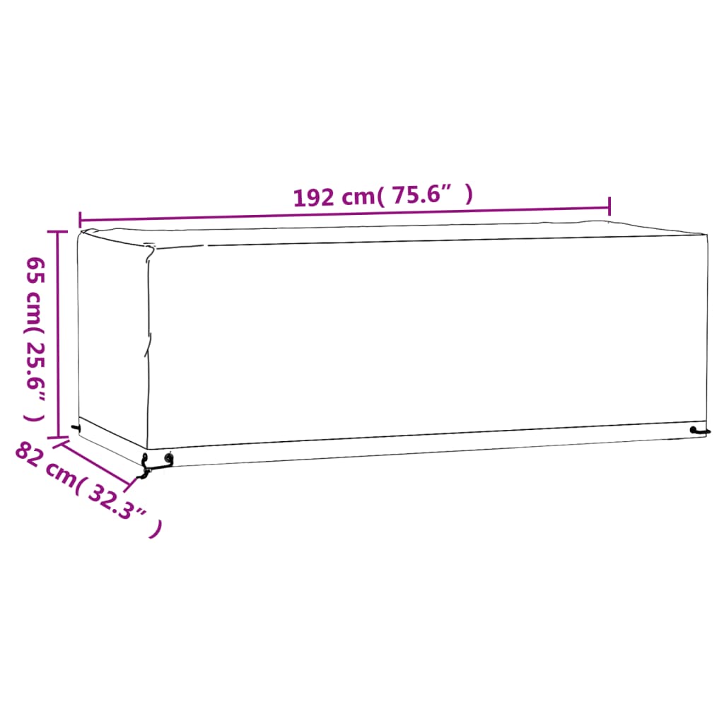 Garden Furniture Cover 8 Eyelets 192x82x65 cm Rectangular