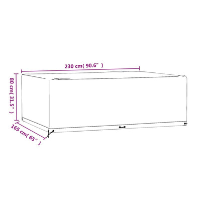 Garden Furniture Cover 12 Eyelets 230x165x80 cm Rectangular