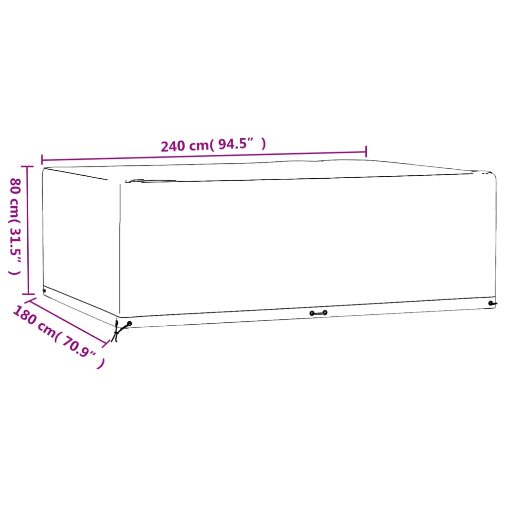 Garden Furniture Cover 12 Eyelets 240x180x80 cm Rectangular