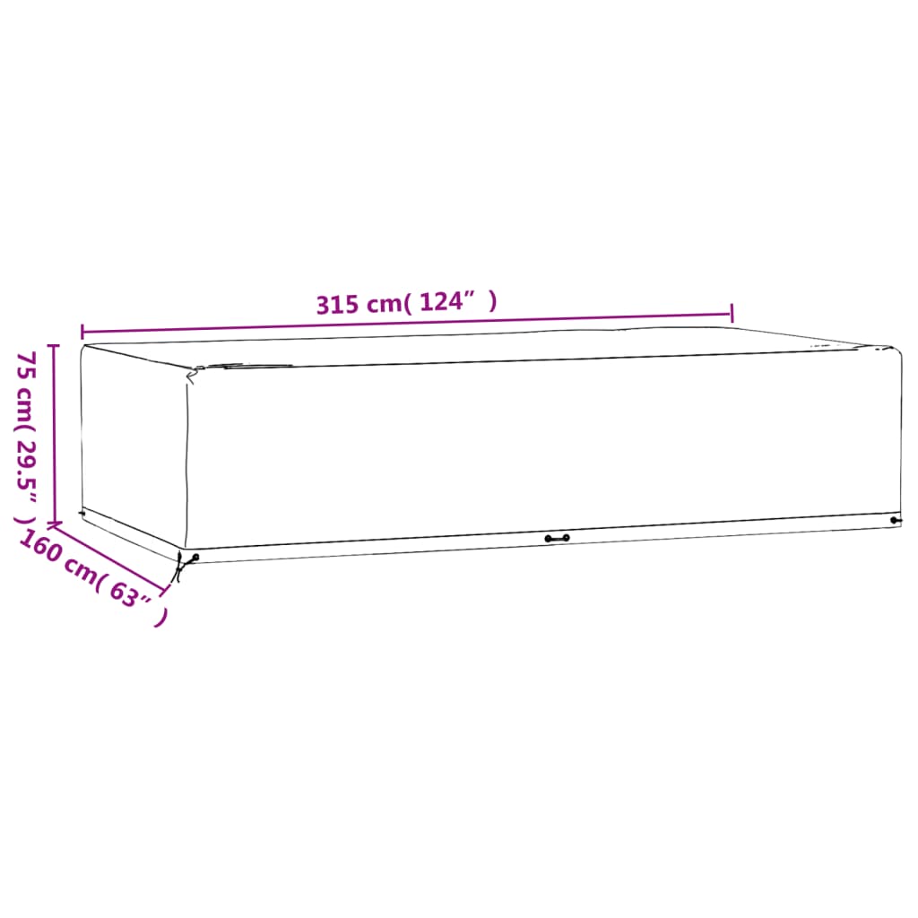 Garden Furniture Cover 12 Eyelets 315x160x75 cm Rectangular