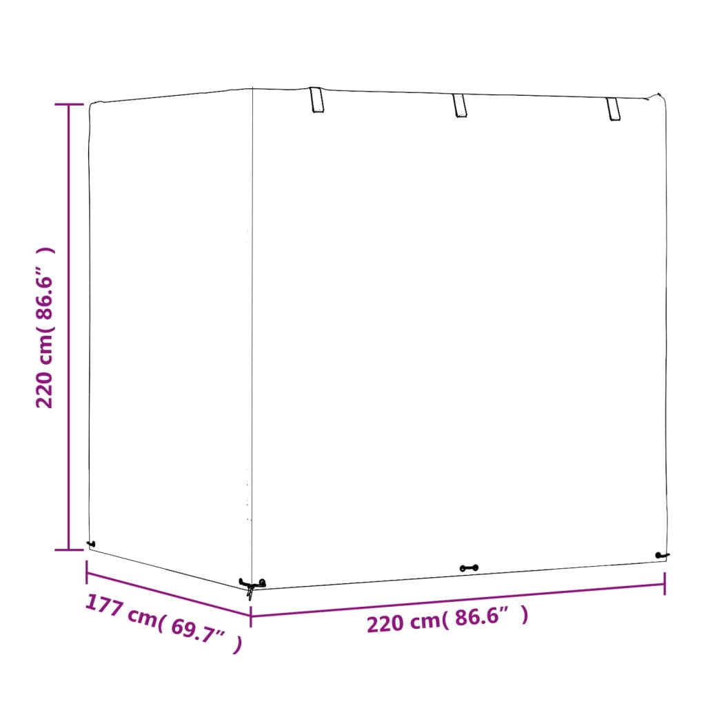 Swing Bench Cover 12 Eyelets 220x177x220 cm Polyethylene