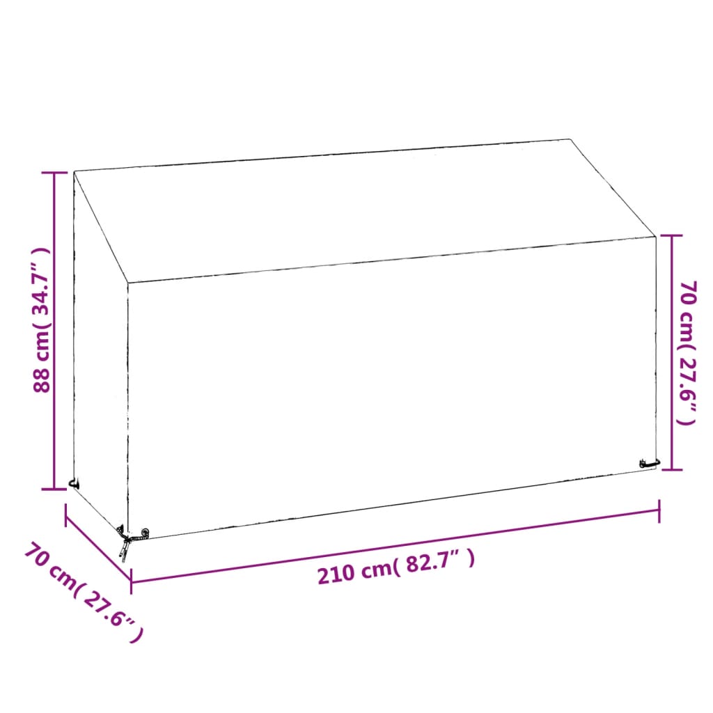 Garden Bench Cover 12 Eyelets 210x70x70/88 cm Polyethylene