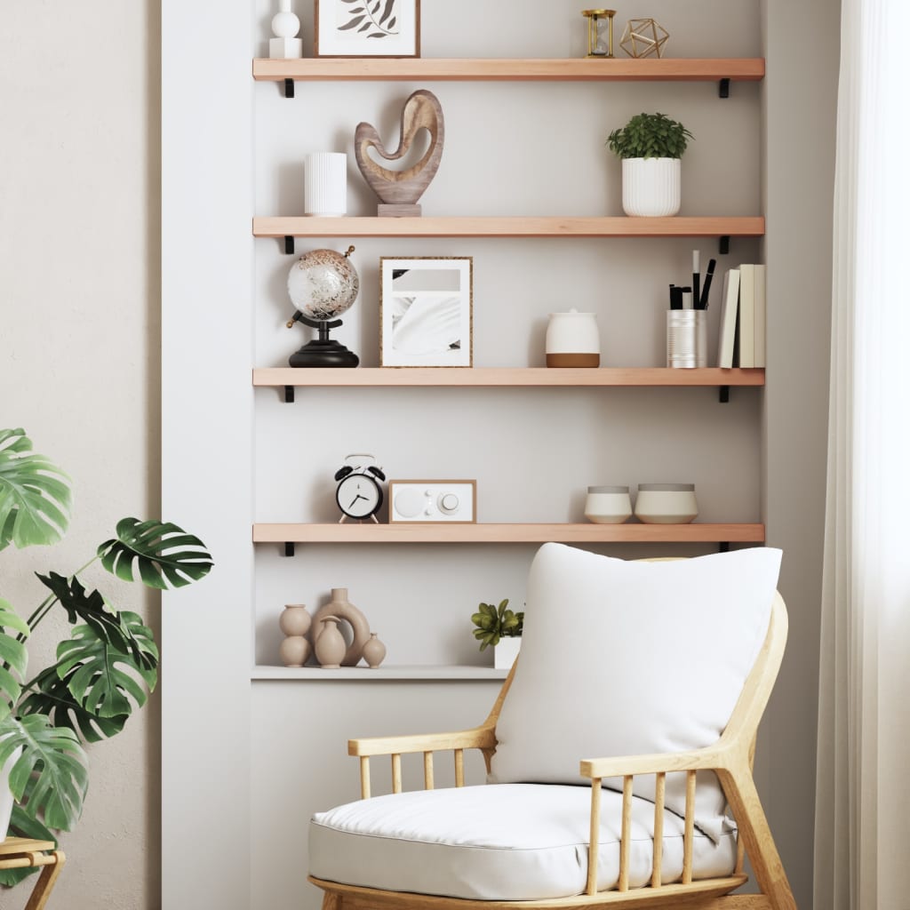 Wall Shelf 80x10x4 cm Untreated Solid Wood Oak