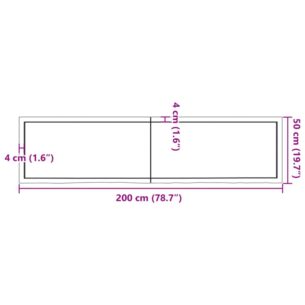 Wall Shelf 200x50x(2-6) cm Untreated Solid Wood Oak