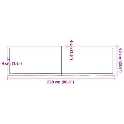 Wall Shelf 220x60x(2-4) cm Untreated Solid Wood Oak