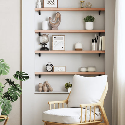 Wall Shelf Light Brown 100x10x4 cm Treated Solid Wood Oak