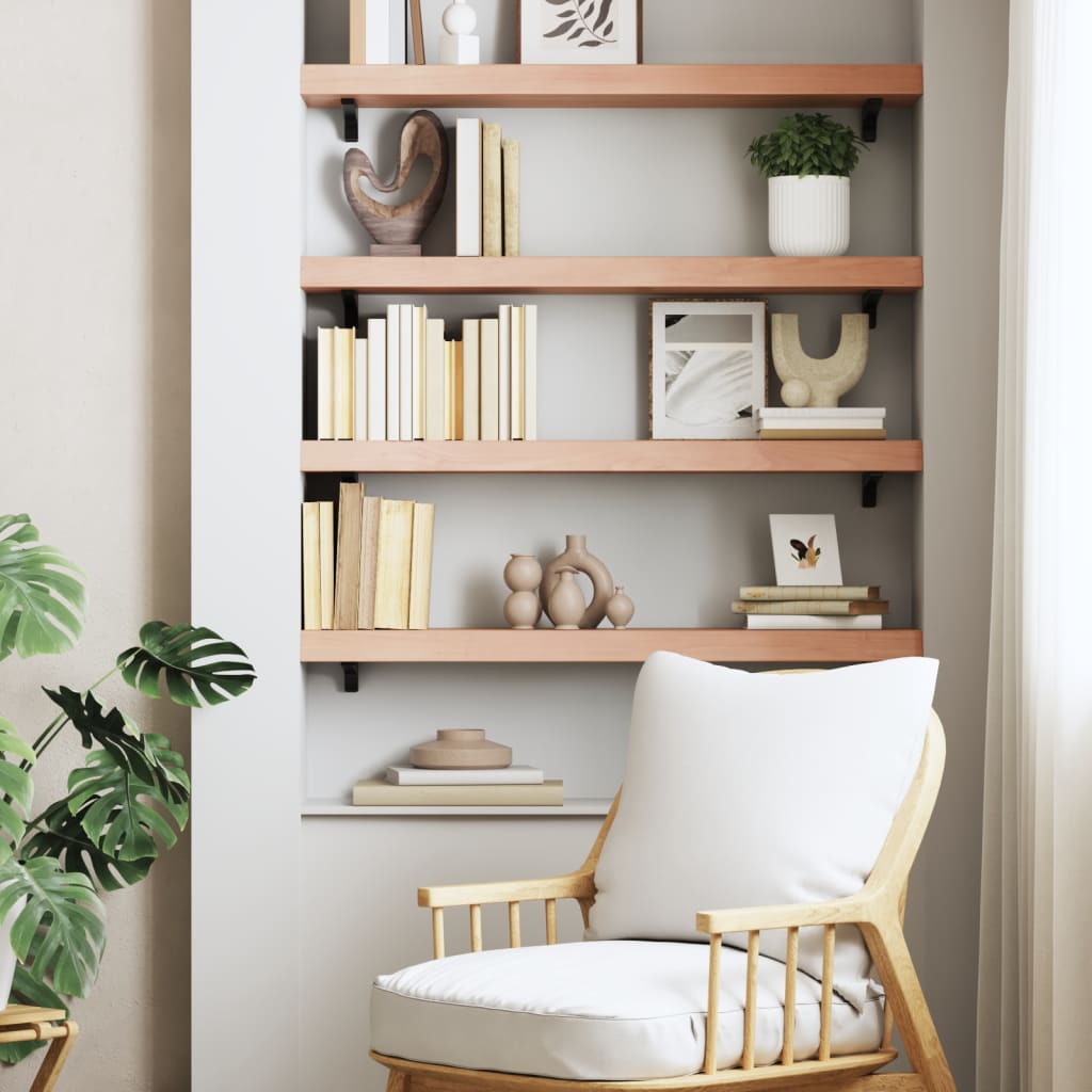 Wall Shelf Light Brown 100x20x6 cm Treated Solid Wood Oak