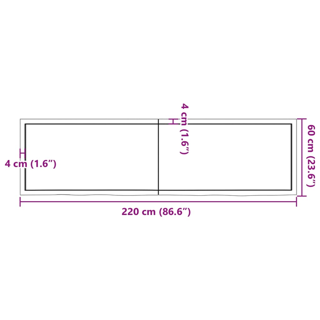 Wall Shelf Light Brown 220x60x(2-4) cm Treated Solid Wood Oak