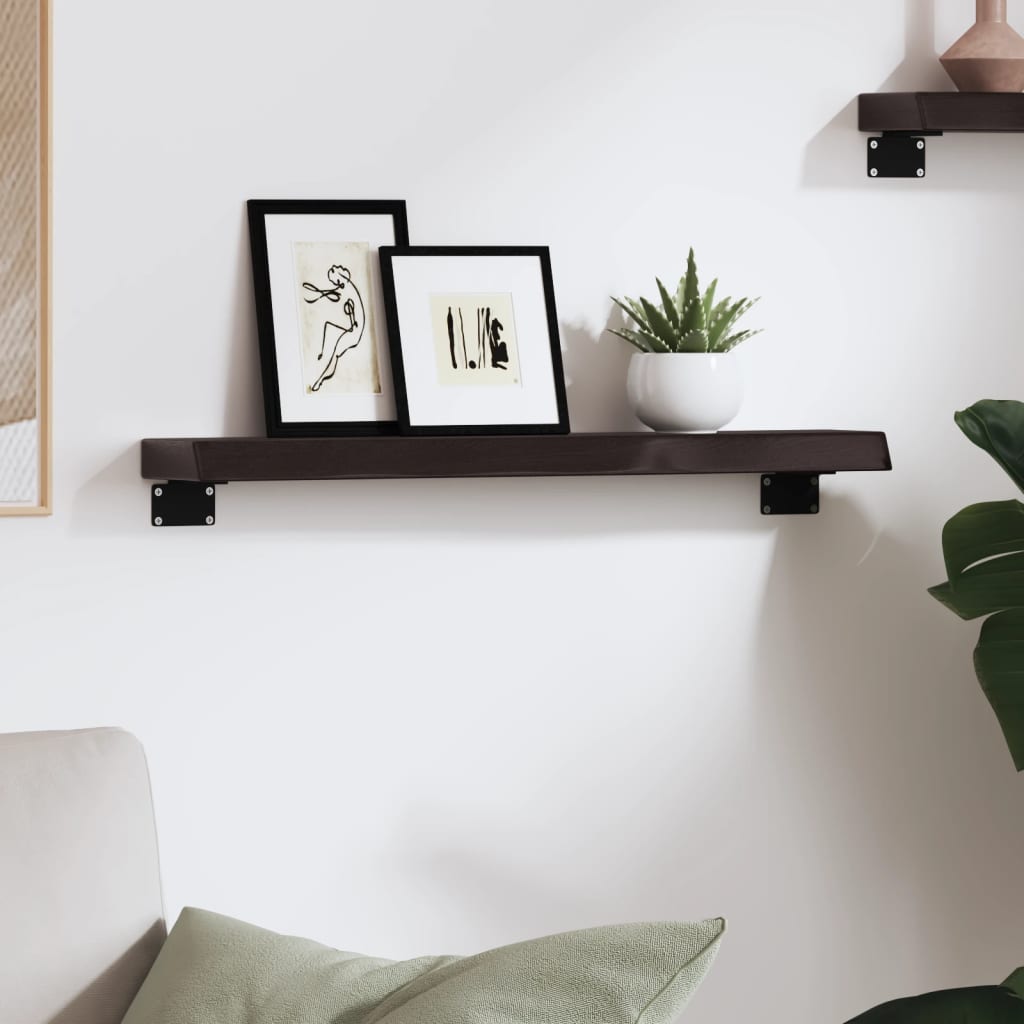 Wall Shelf Dark Brown 60x10x4 cm Treated Solid Wood Oak