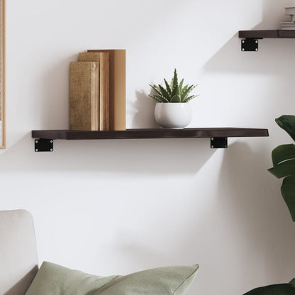 Wall Shelf Dark Brown 60x20x2 cm Treated Solid Wood Oak