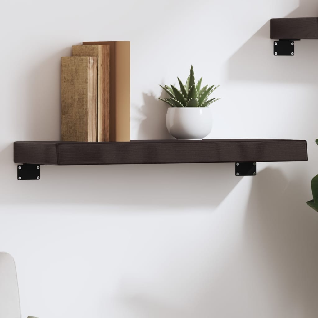 Wall Shelf Dark Brown 60x20x6 cm Treated Solid Wood Oak