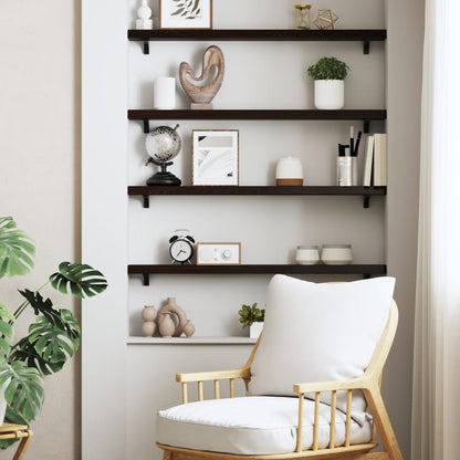 Wall Shelf Dark Brown 80x10x4 cm Treated Solid Wood Oak