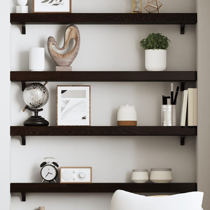 Wall Shelf Dark Brown 100x10x6 cm Treated Solid Wood Oak