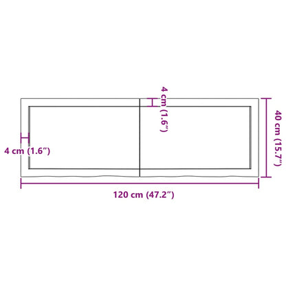 Wall Shelf Dark Brown 120x40x(2-4) cm Treated Solid Wood Oak