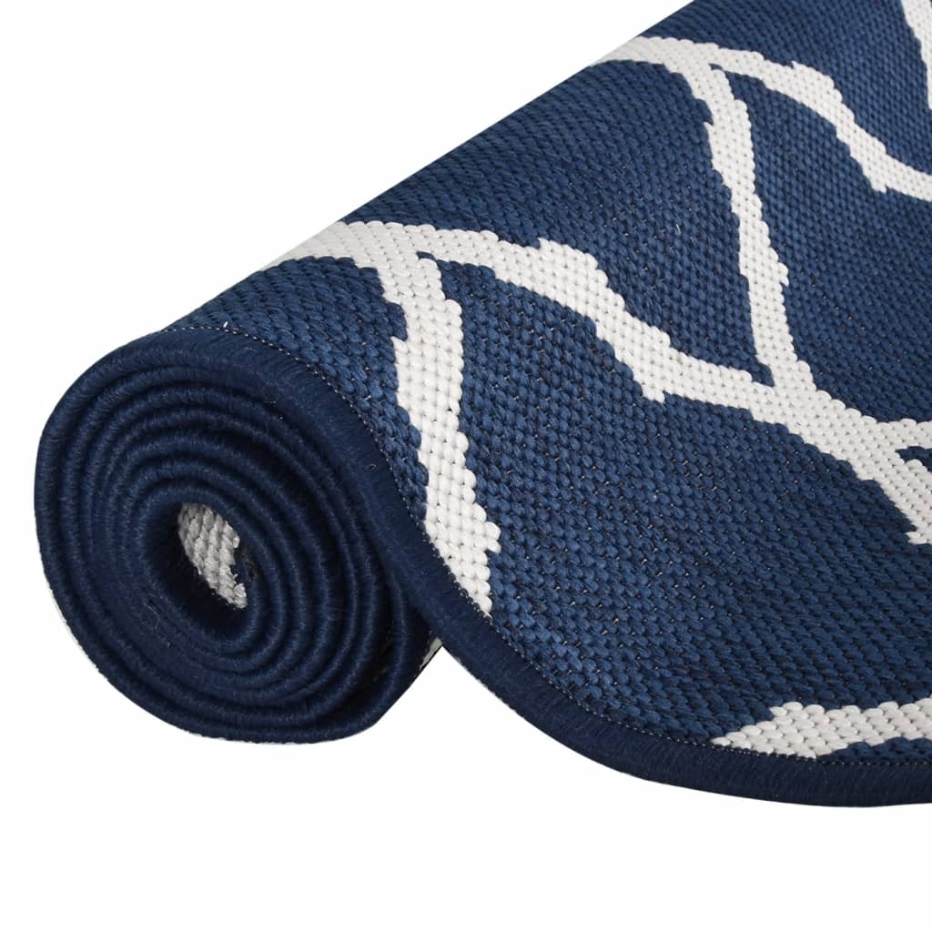 Outdoor Rug Navy and White 100x200 cm Reversible Design