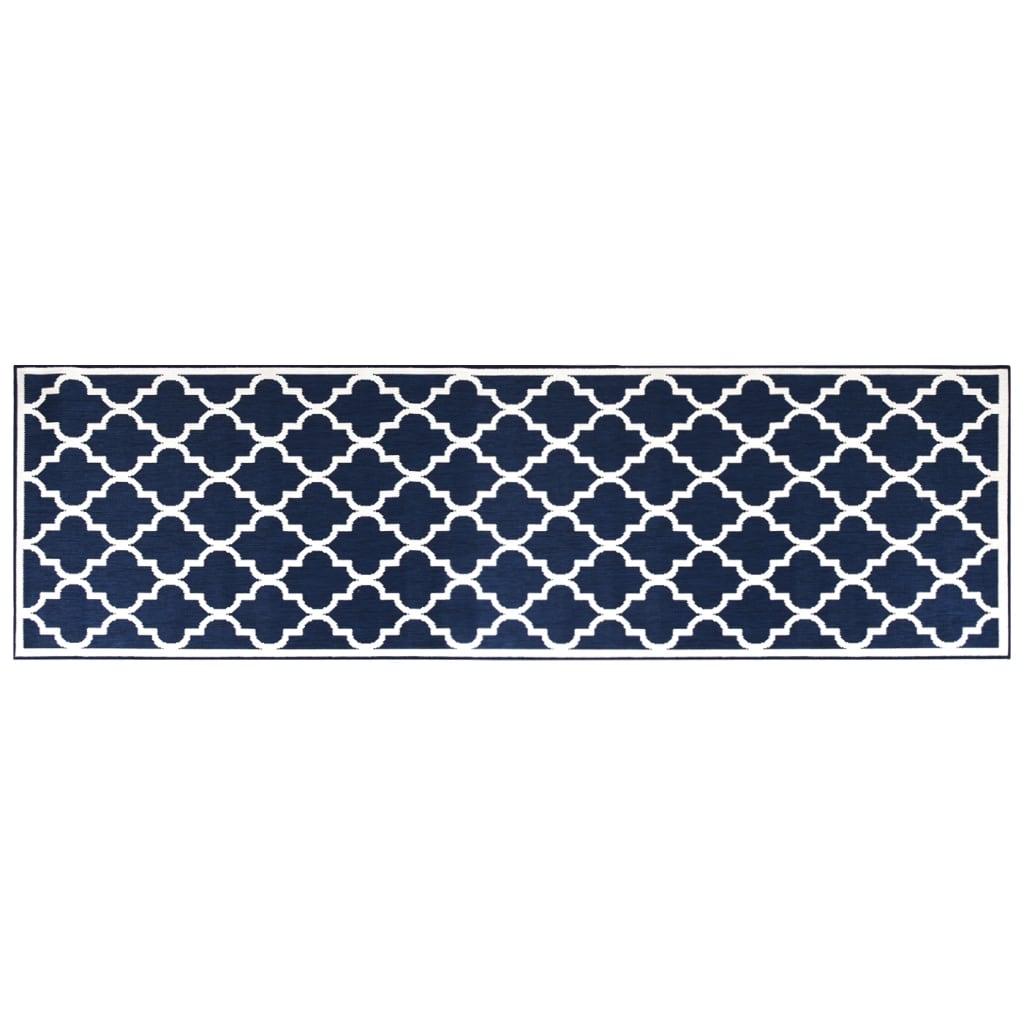 Outdoor Rug Navy and White 80x250 cm Reversible Design