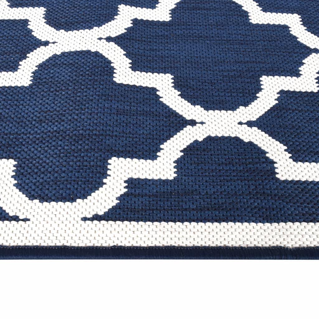 Outdoor Rug Navy and White 80x250 cm Reversible Design