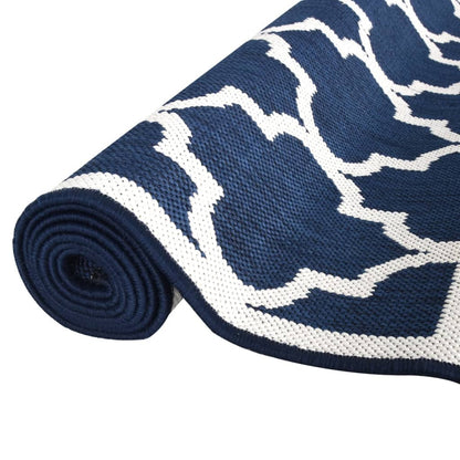 Outdoor Rug Navy and White 80x250 cm Reversible Design