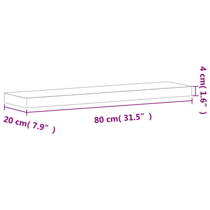 Wall Shelf 80x20x4 cm Solid Wood Beech