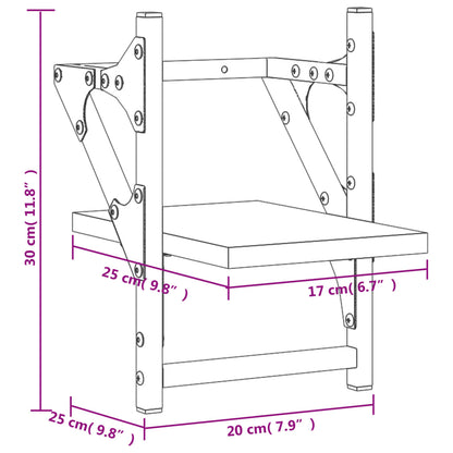 Wall Shelves with Bars 2 pcs Black 20x25x30 cm