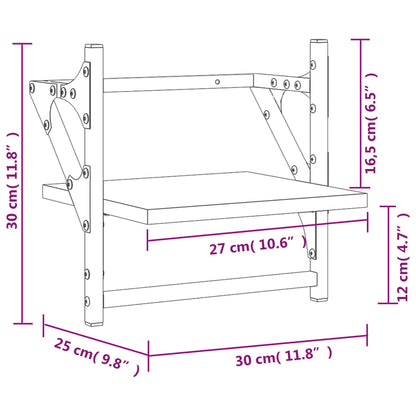 Wall Shelves with Bars 2 pcs Sonoma Oak 30x25x30 cm