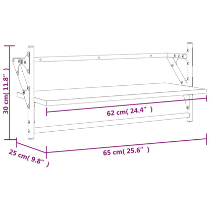 Wall Shelves with Bars 2 pcs Black 65x25x30 cm