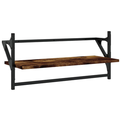 Wall Shelves with Bars 2 pcs Smoked Oak 65x25x30 cm