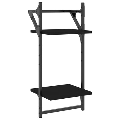 2-Tier Wall Shelves with Bars 2 pcs Black 30x25x65 cm