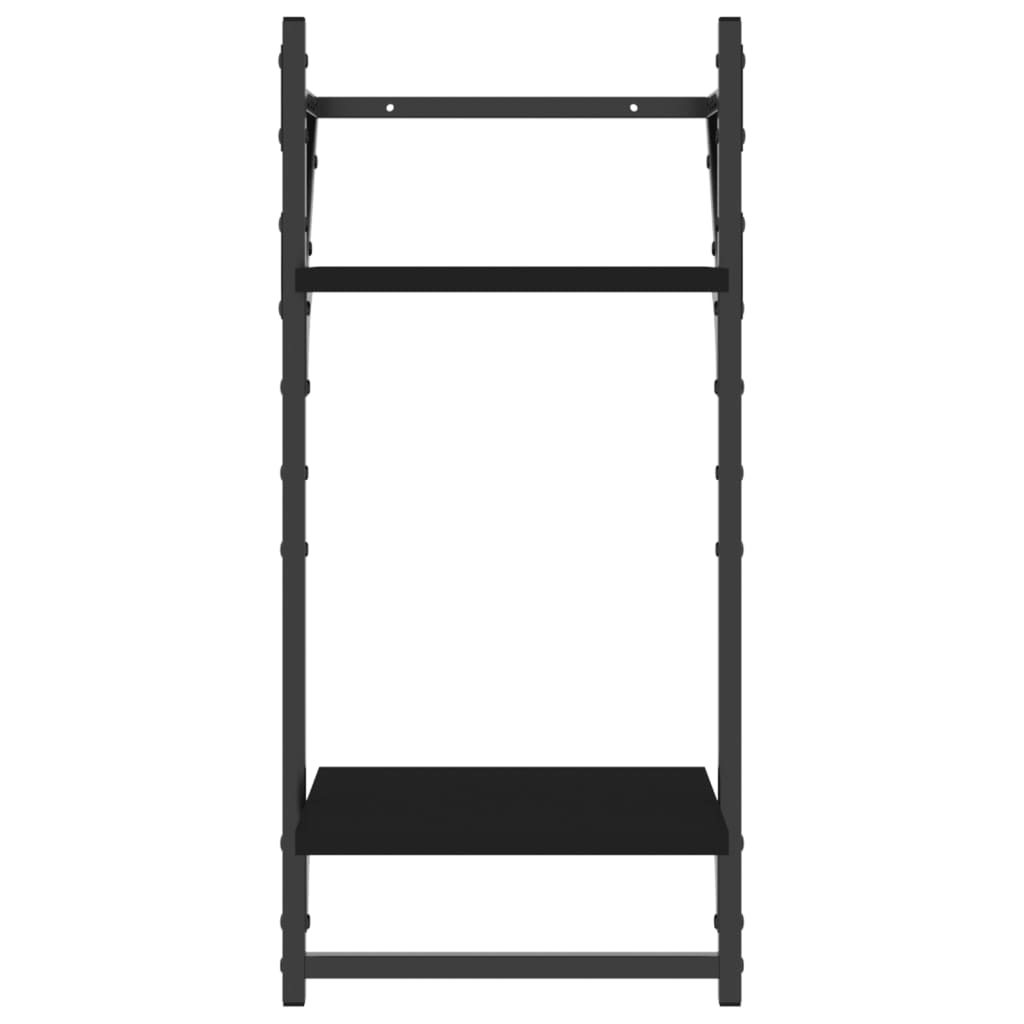 2-Tier Wall Shelves with Bars 2 pcs Black 30x25x65 cm