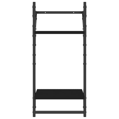 2-Tier Wall Shelves with Bars 2 pcs Black 30x25x65 cm