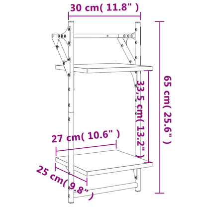 2-Tier Wall Shelves with Bars 2 pcs Black 30x25x65 cm