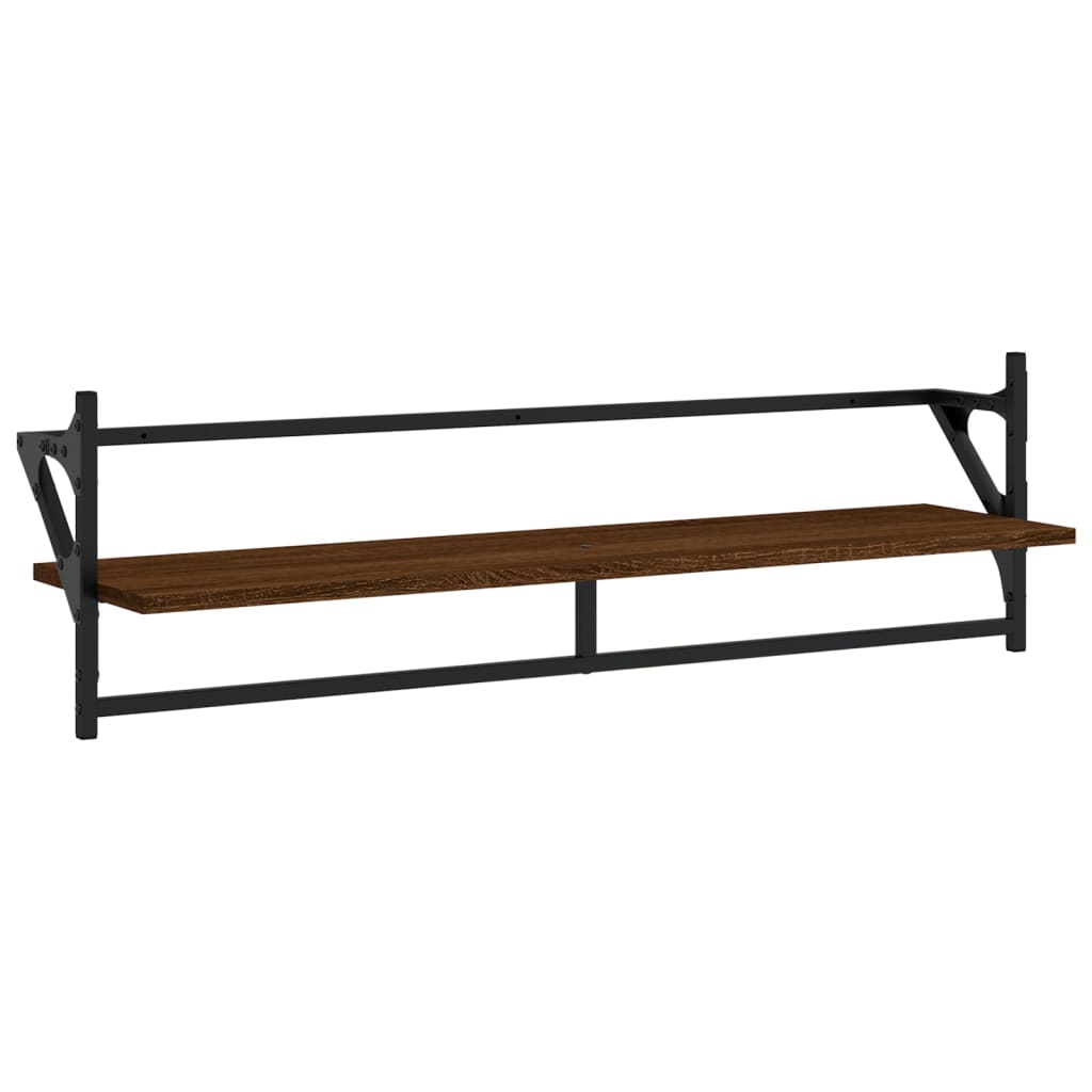 6 Piece Wall Shelf Set with Bars Brown Oak Engineered Wood