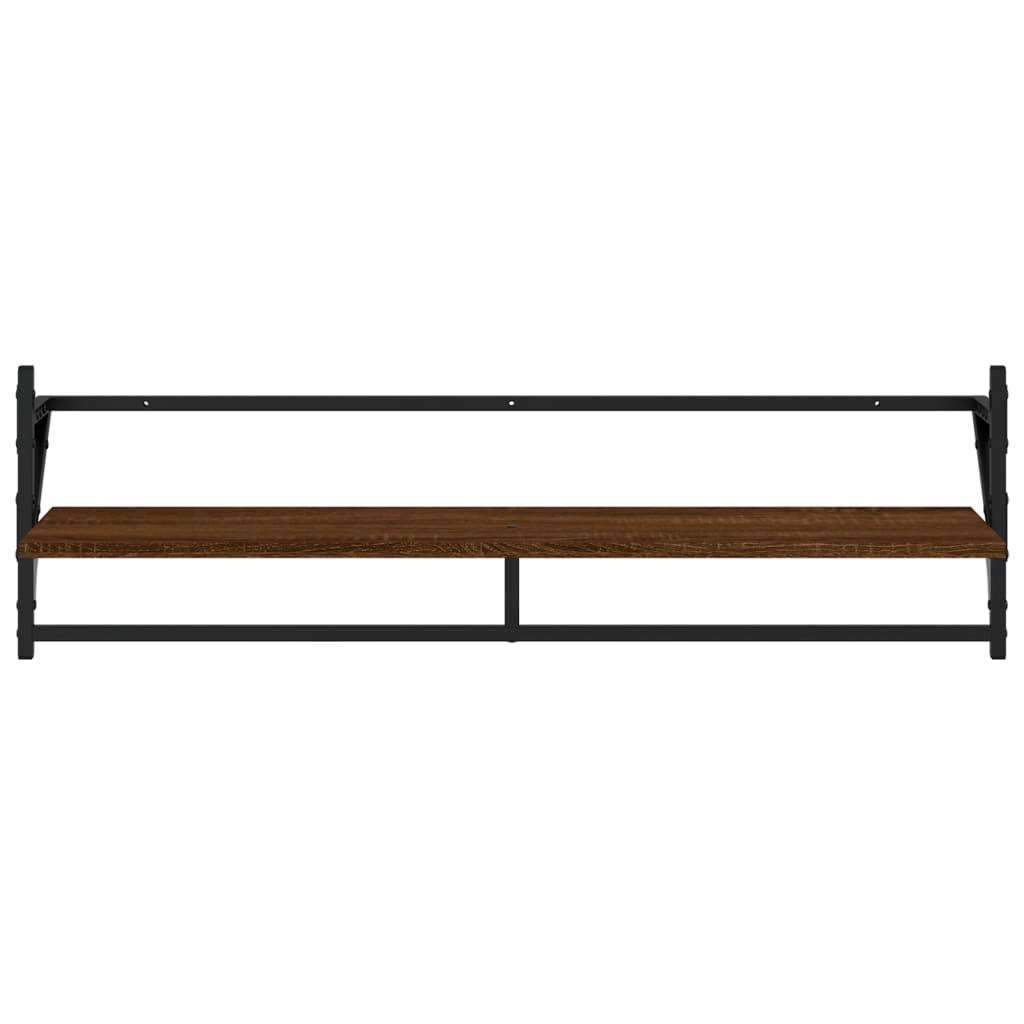 6 Piece Wall Shelf Set with Bars Brown Oak Engineered Wood