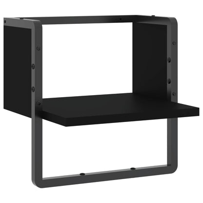 Wall Shelf with Bar Black 30x25x30 cm