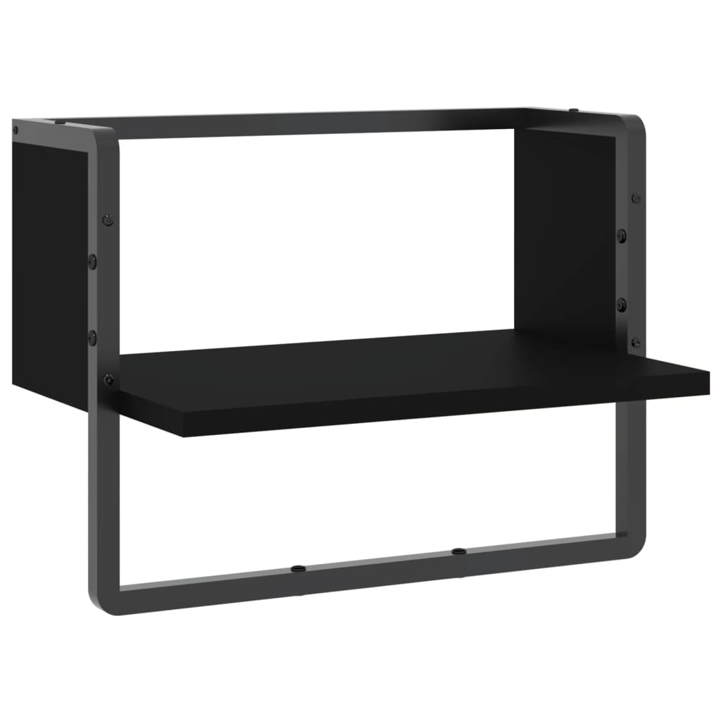 Wall Shelf with Bar Black 40x25x30 cm