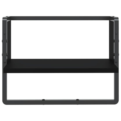 Wall Shelf with Bar Black 40x25x30 cm