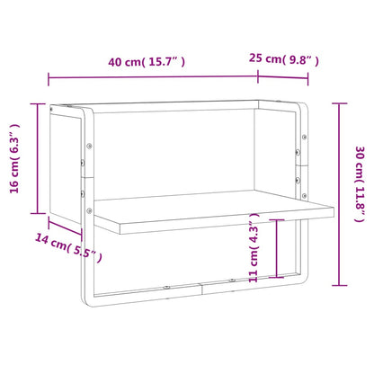 Wall Shelf with Bar Black 40x25x30 cm