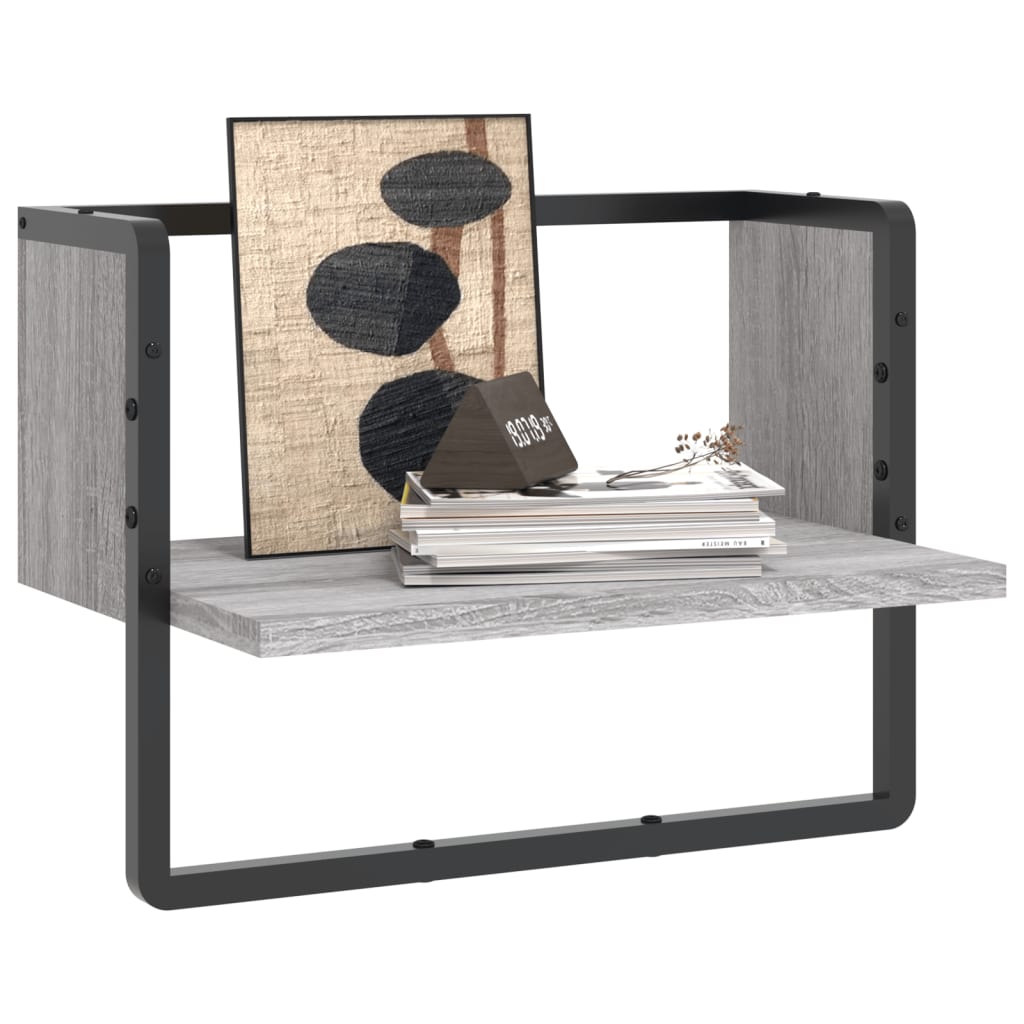 Wall Shelf with Bar Grey Sonoma 40x25x30 cm