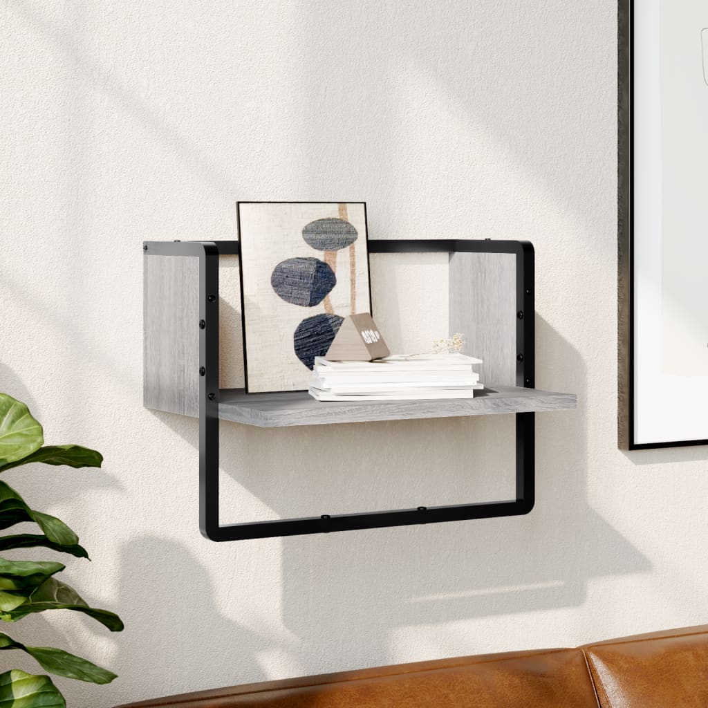 Wall Shelf with Bar Grey Sonoma 40x25x30 cm