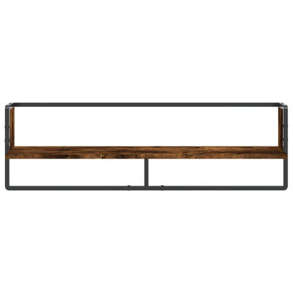 Wall Shelf with Bar Smoked Oak 100x25x30 cm