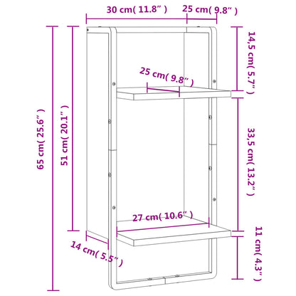 Wall Shelf with Bar Sonoma Oak 30x25x65 cm