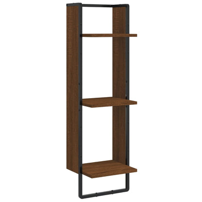 3-Tier Wall Shelf Brown Oak 30x25x100 cm Engineered Wood