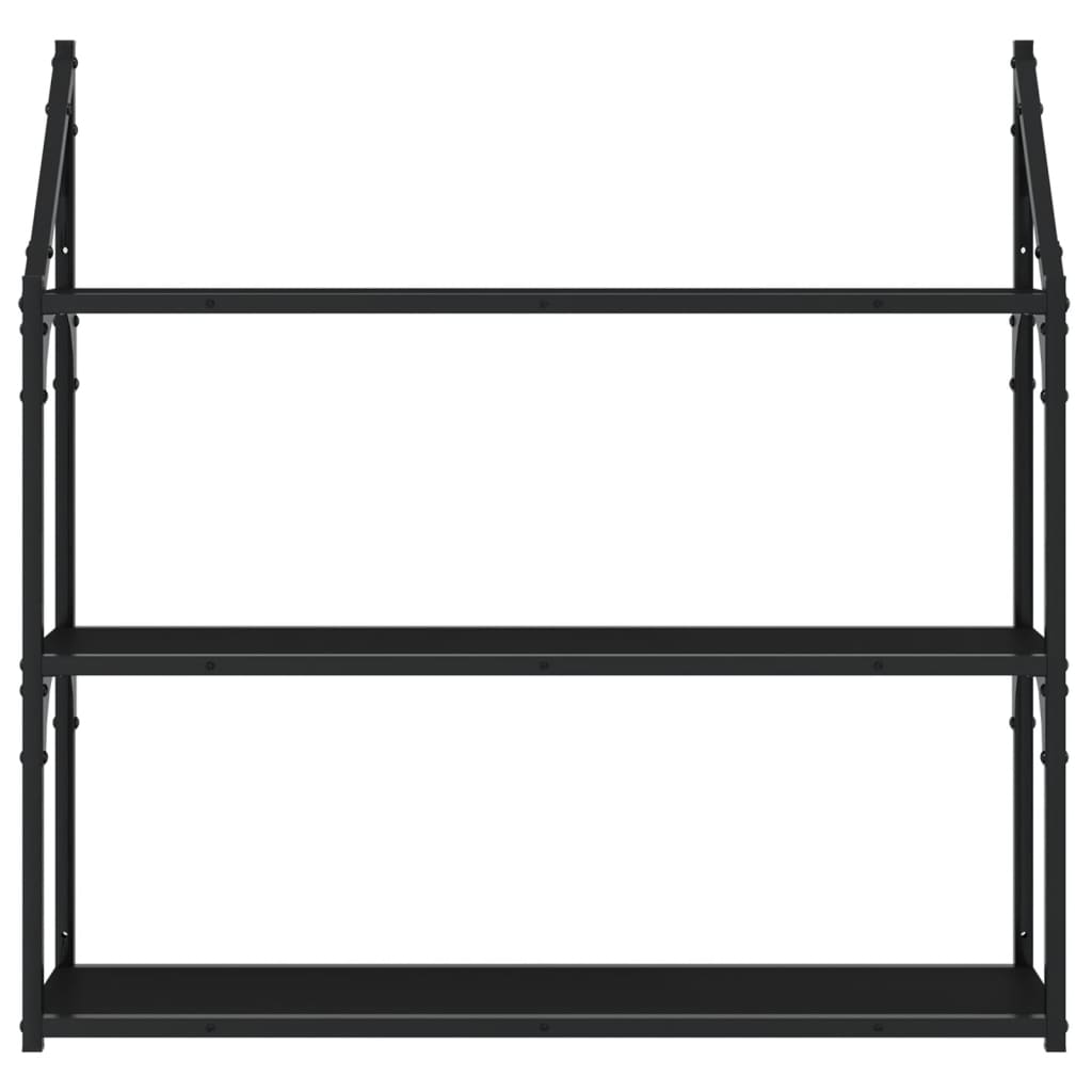 3-Tier Wall Shelf Black 80x21x78.5 cm Engineered Wood