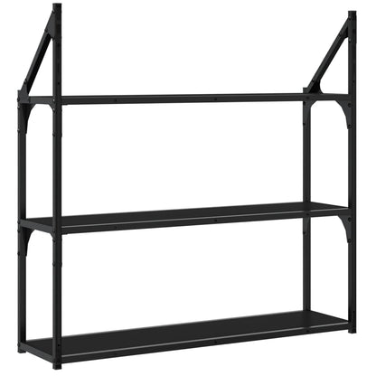 3-Tier Wall Shelf Black 80x21x78.5 cm Engineered Wood