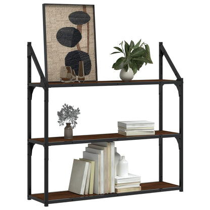 3-Tier Wall Shelf Brown Oak 80x21x78.5 cm Engineered Wood