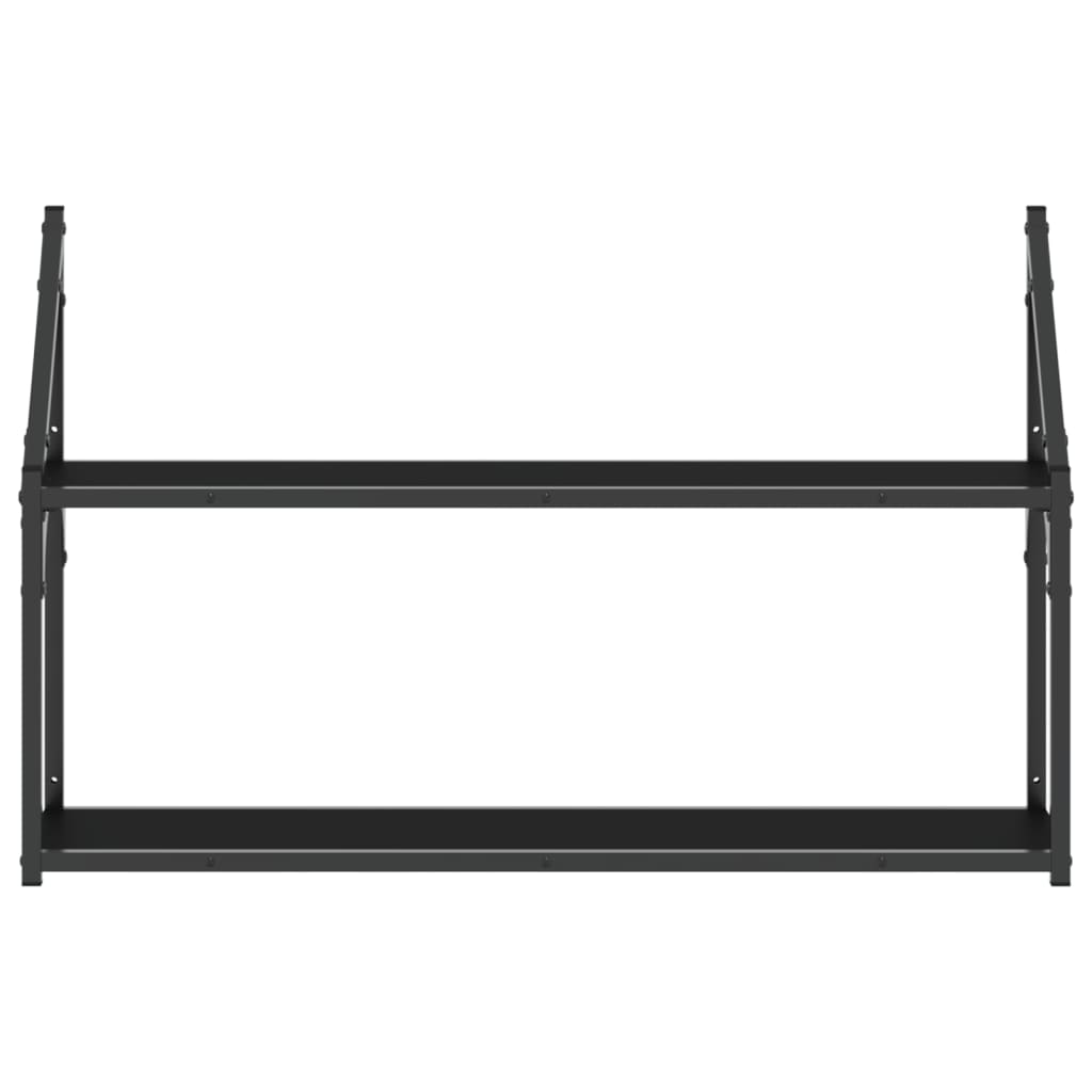 2-Tier Wall Shelf Black 80x21x51 cm Engineered Wood