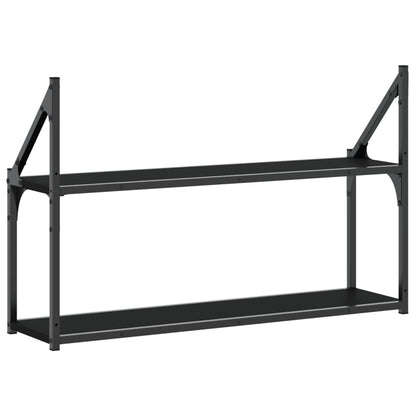 2-Tier Wall Shelf Black 80x21x51 cm Engineered Wood